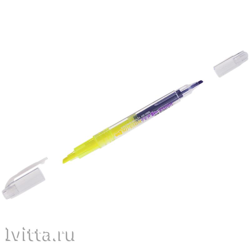 Текстовыделитель двусторонний (желтый-фиолетовый) 1-3 мм