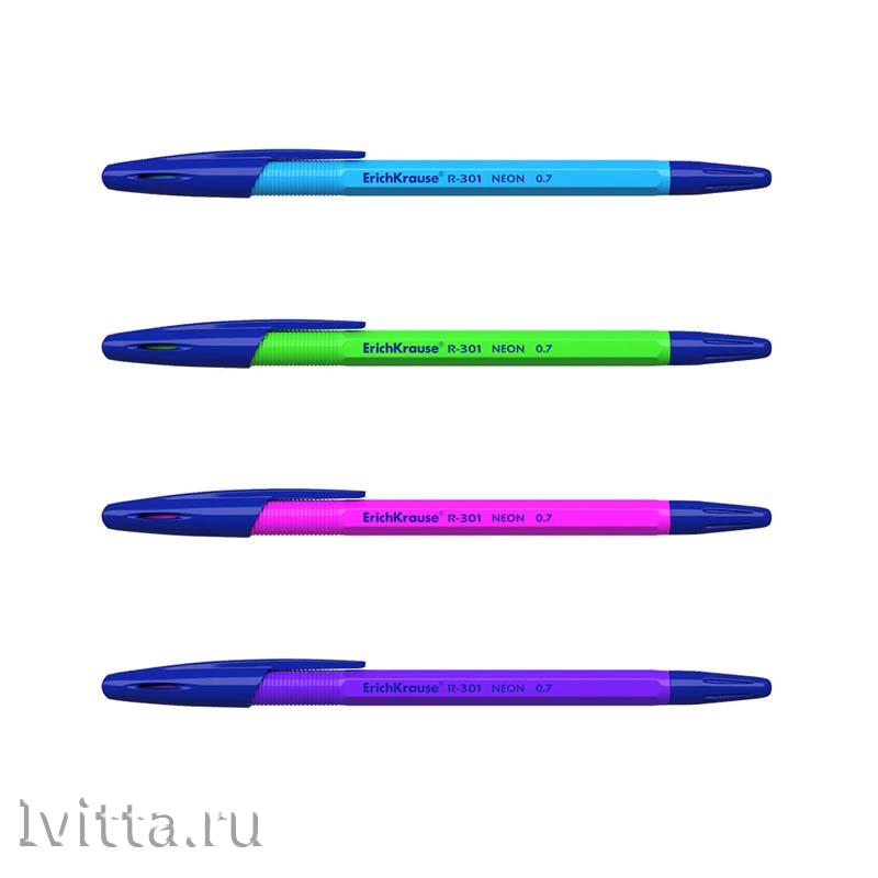 Ручка шариковая ErichKrause R-301 Neon Stick синяя
