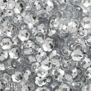 Пайетки Цветочки объемные (чаша) Серебро, 5мм, 10гр Astra&Craft