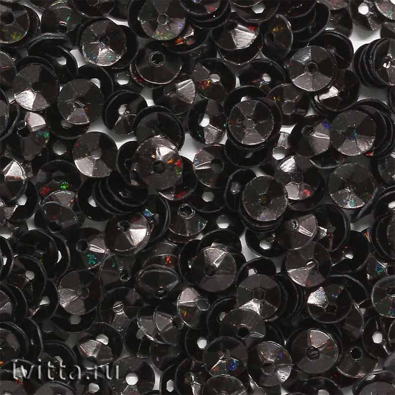 Пайетки граненые объемные (чаша) Черные голографические, 10гр Astra&Craft