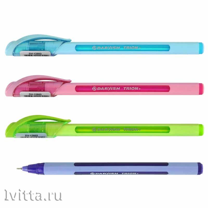 Ручка шариковая Trion+ DV-12802 трехгранный корпус soft touch