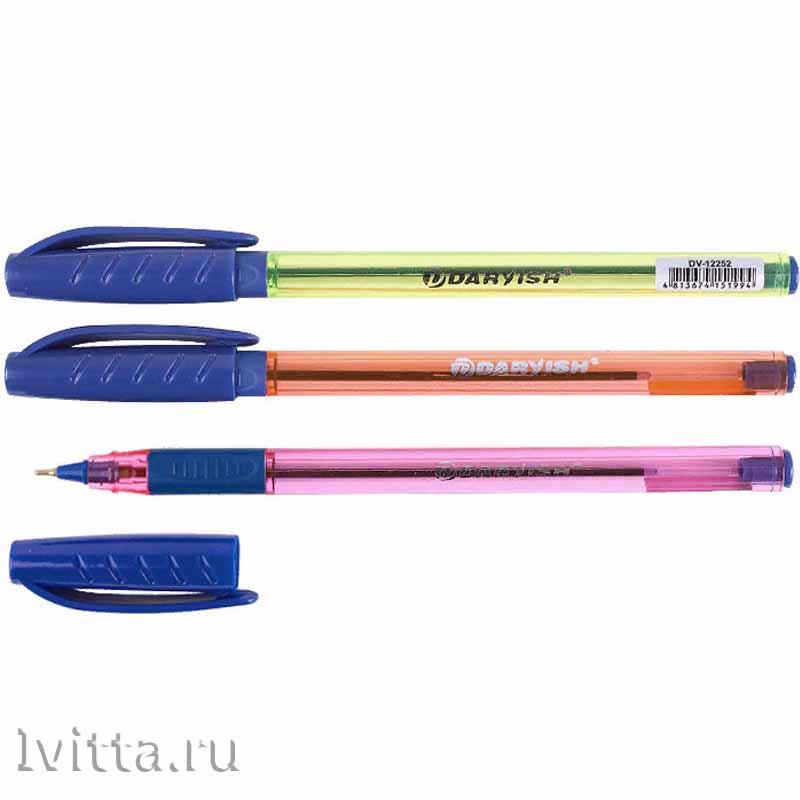 Ручка шариковая на масляной основе DV-12252 корпус прозрачный цветной