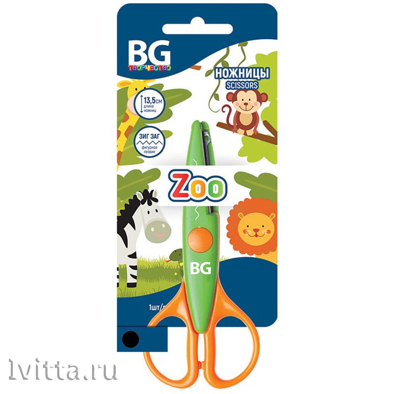 Ножницы детские BG Zoo 13,5см, фигурное лезвие, ассорти