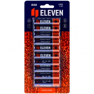 Батарейка Eleven AAA (LR03) алкалиновая (10 штук на блистере)