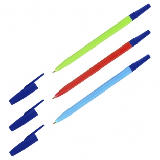 Ручка шариковая СТАММ 049 синяя, 0,7мм, неоновый микс