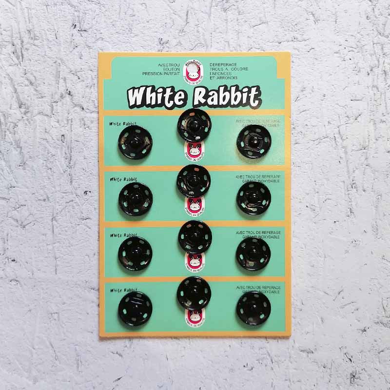 Кнопки пришивные White Rabbit 20мм, 12пар (черные)