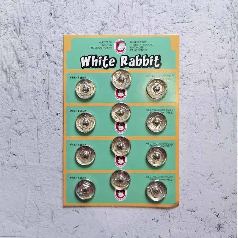 Кнопки пришивные White Rabbit 20мм, 12пар (серебро)
