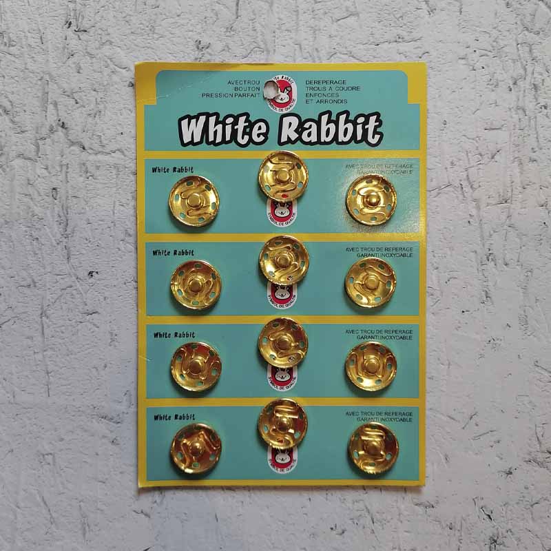 Кнопки пришивные White Rabbit 20мм, 12пар (золото)