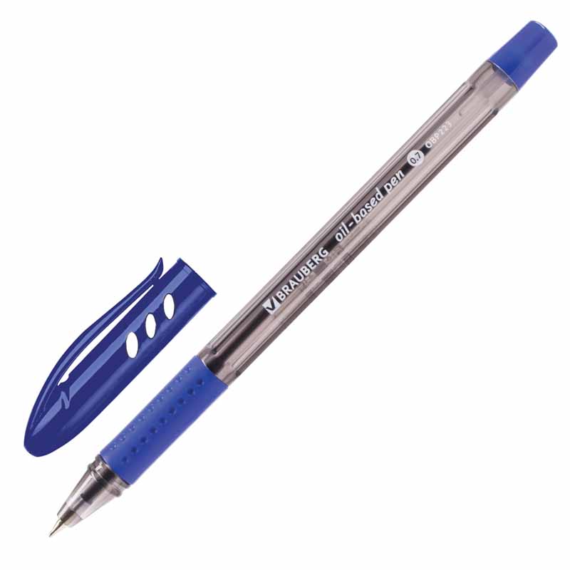 Ручка шариковая BRAUBERG Black Tone синяя (масляная), узел 0,7 мм
