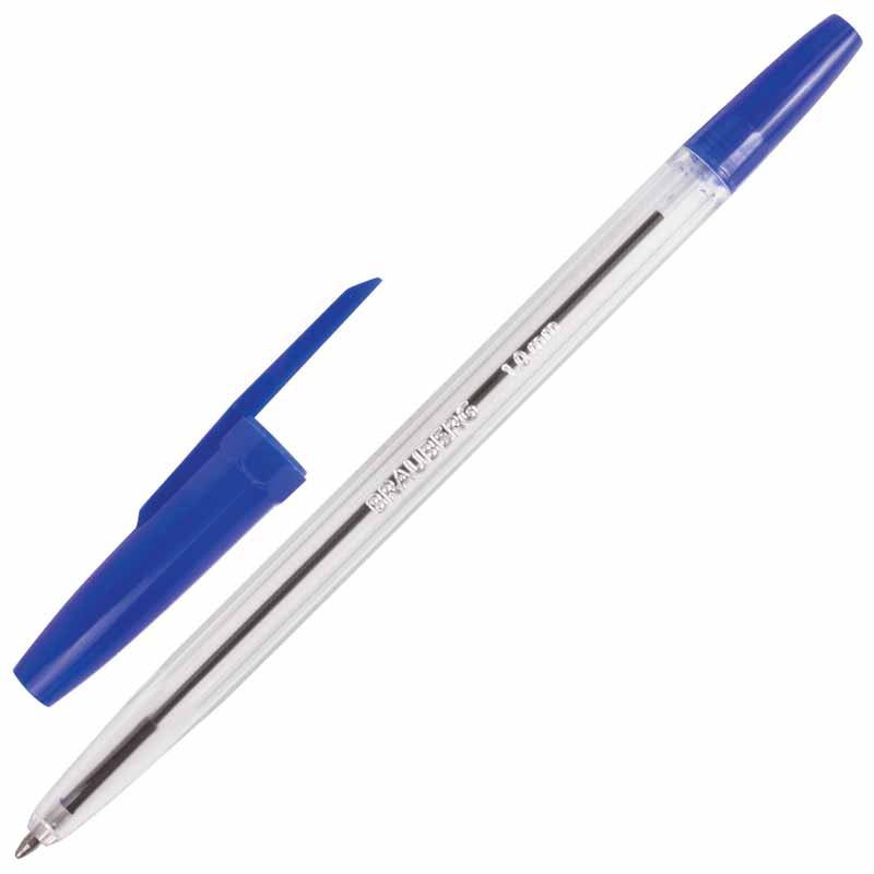 Ручка шариковая BRAUBERG Line синяя, 1,0мм, прозрачный корпус