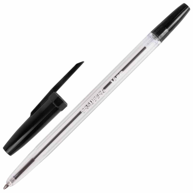 Ручка шариковая BRAUBERG Line черная, 1,0мм, прозрачный корпус