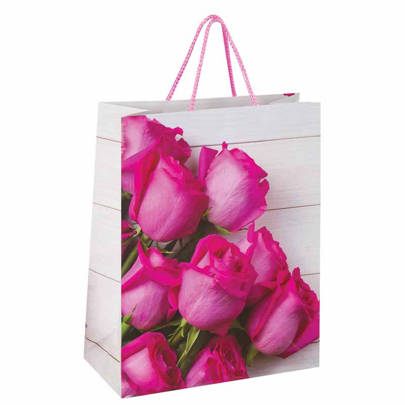 Пакет подарочный Розовые розы 27*33*13 ламинированный