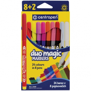 Фломастеры меняющие цвет Centropen "Duo Magic", 8цв.+2, 10шт., 24цв., картон