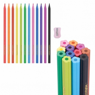 Карандаши цветные пластиковые Мульти-Пульти Цветочек, 12цв., незаточен., формовой корпус