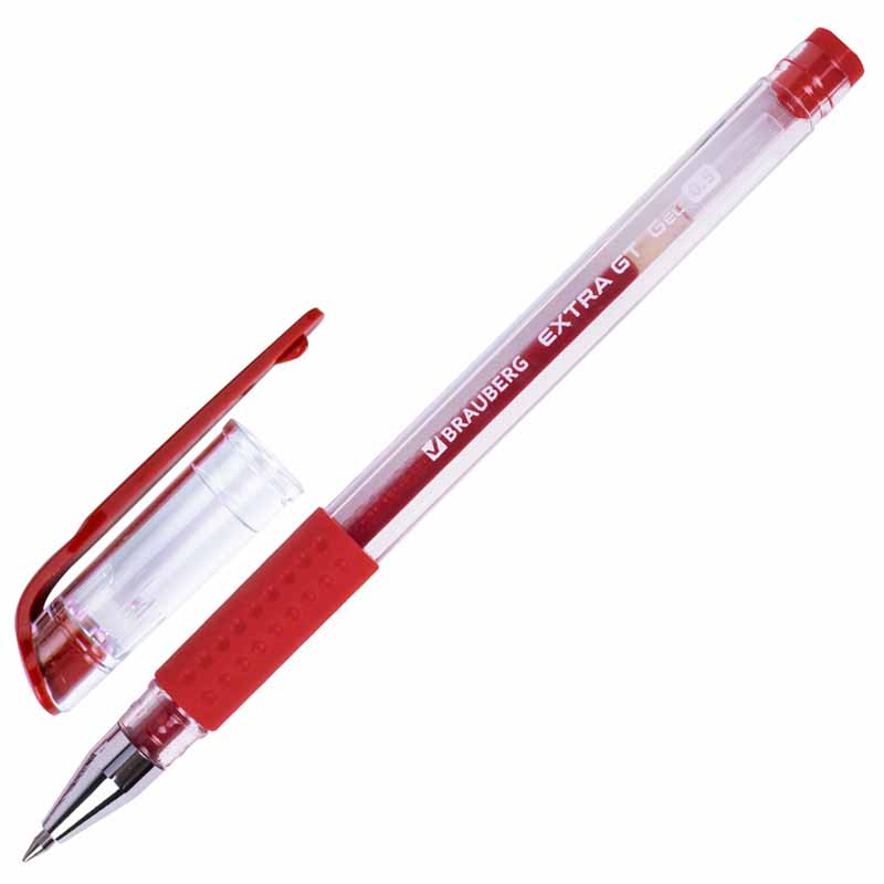Ручка гелевая Brauberg EXTRA GT (грип) красная 0,35