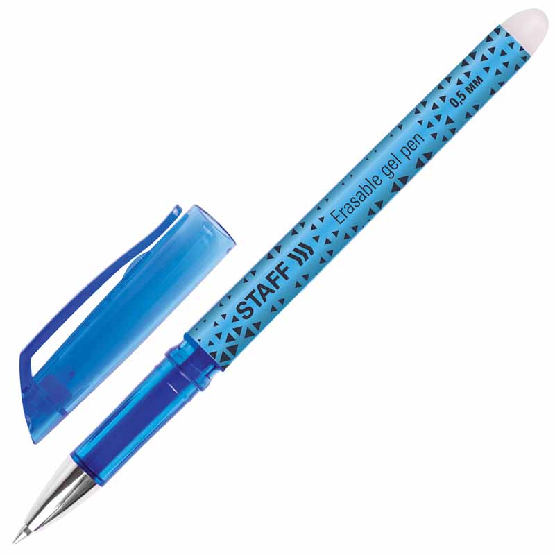 Ручка гелевая стираемая Staff College GP-199, хромированные детали, синяя