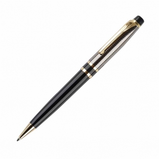Ручка шариковая Luxor Futura синяя, 0,7мм, корпус черный/золото, поворотный механизм, футляр