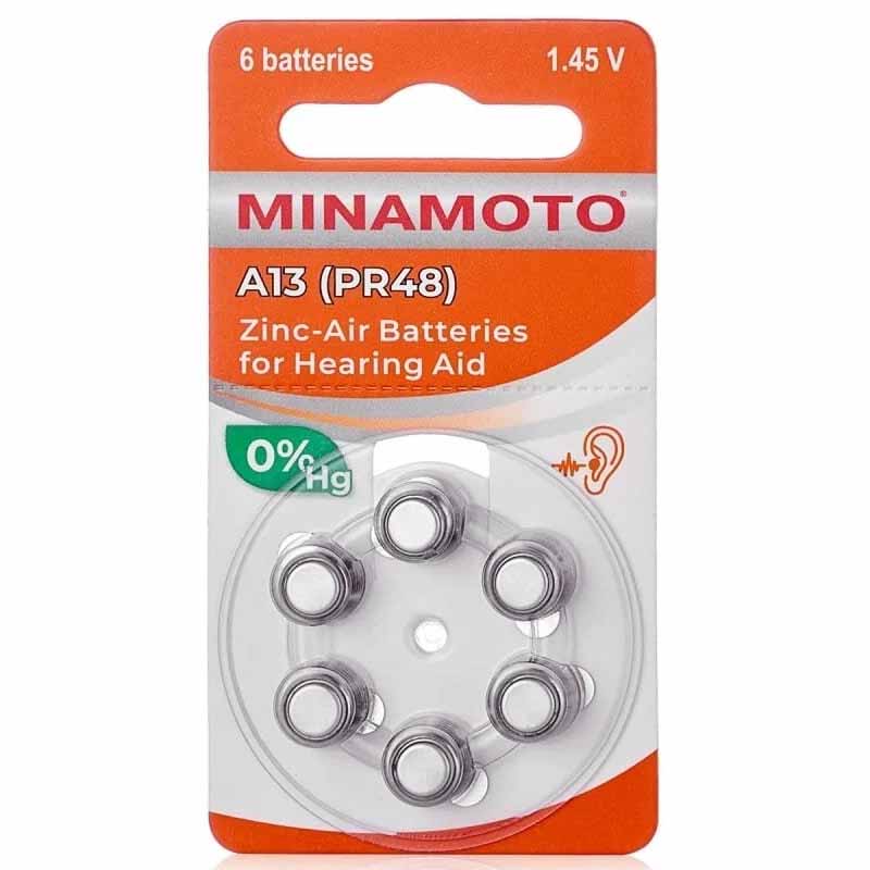 Батарейка Minamoto A13 PR48 для слуховых аппаратов