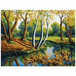 Картина по номерам на холсте ТРИ СОВЫ "Лесная река", 40*50, c акриловыми красками и кистями