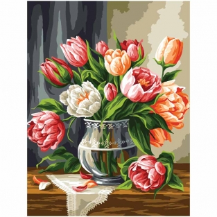 Картина по номерам на холсте ТРИ СОВЫ "Букет тюльпанов", 40*50, c акриловыми красками и кистями
