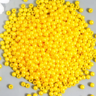 Бусины круглые перламутровые желтые 0,4см (пластик) ~9г