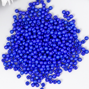 Бусины круглые перламутровые синие 0,4см (пластик) ~9г
