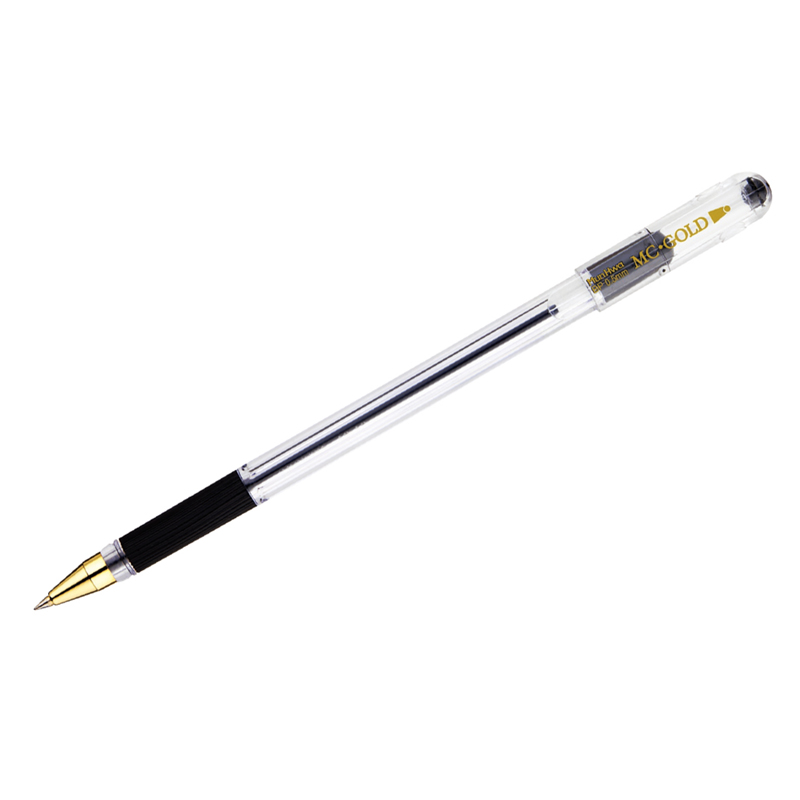 Ручка шариковая MunHwa "MC Gold" черная, 0,5мм, грип
