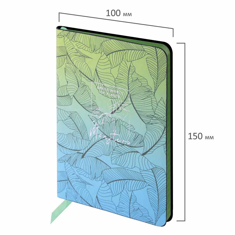 Блокнот А6 BRAUBERG VISTA Monstera, под кожу, гибкий, тиснение фольга, 80 л.