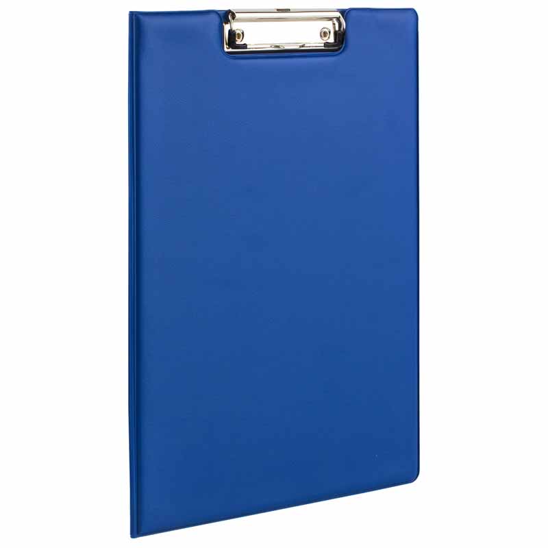 Папка-планшет STAFF, А4, с прижимом и крышкой, картон/ПВХ, синяя