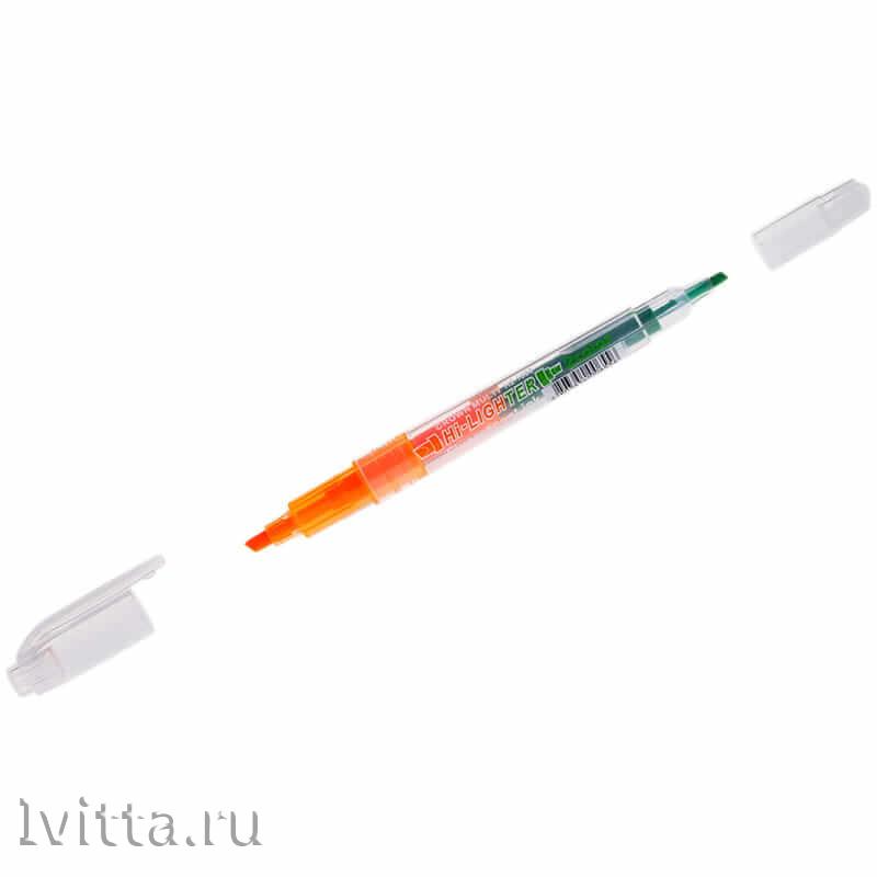 Текстовыделитель двусторонний (оранжевый-зеленый) 1-3 мм