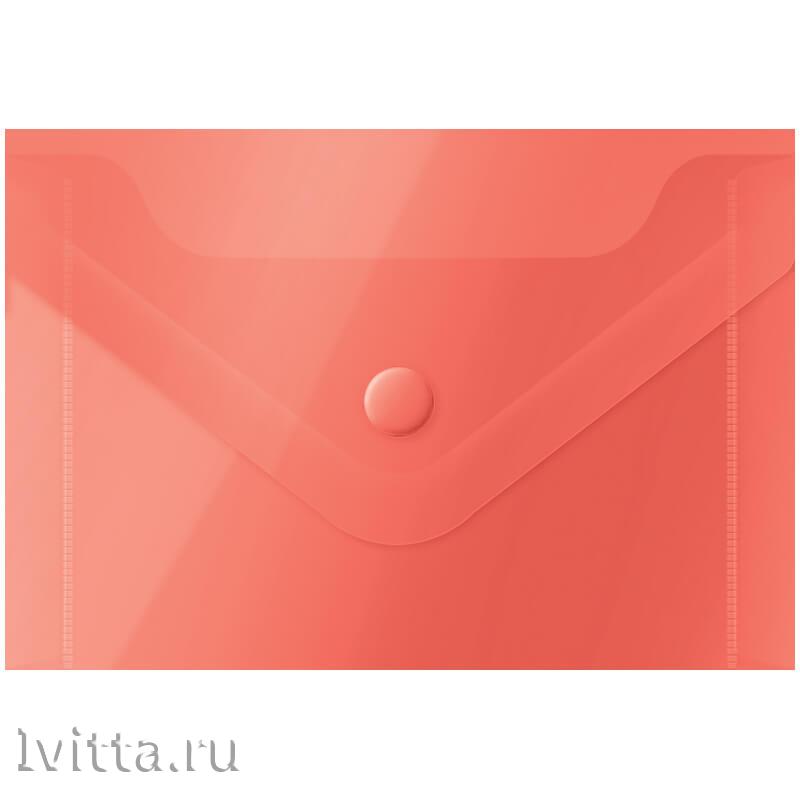 Папка-конверт на кнопке А7 (74*105мм), 150мкм, красная
