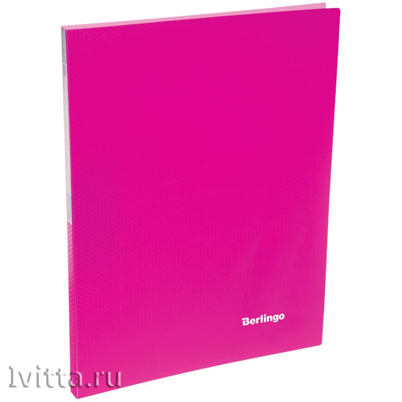 Папка c зажимом Berlingo Neon, 17мм, 700мкм, неоновая розовая