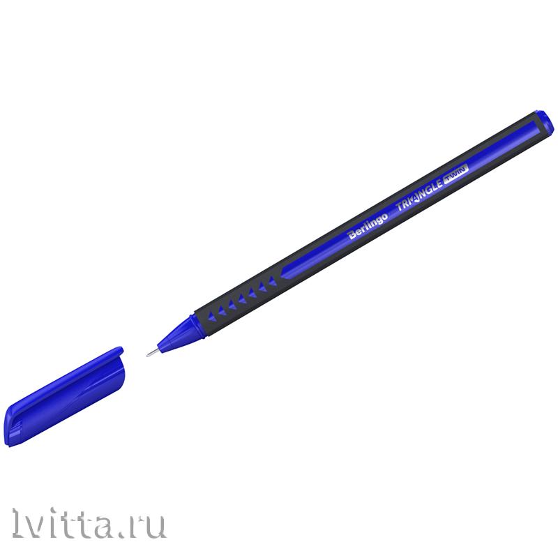 Ручка шариковая Berlingo Triangle Twin, синяя, 0,7, игольчатый стержень