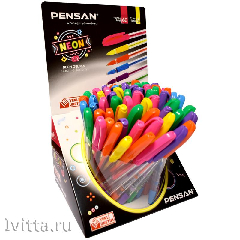 Ручка гелевая PenSan Neon Gel неоновые чернила, ассорти